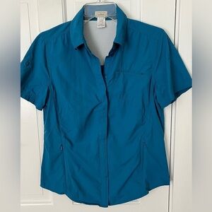 L.L. Bean Nylon Mesh Hidden Snap Shirt Short Sleeve Collared Shirt Outdoor Small